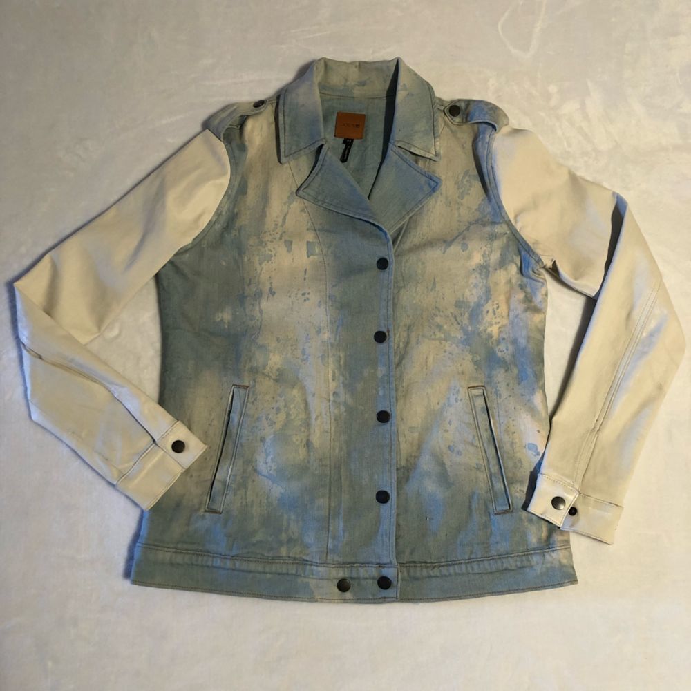 Joe's Jeans Easy Rider Jordis Jean Jacket • Bleached Acid Wash • White Sleeves •
